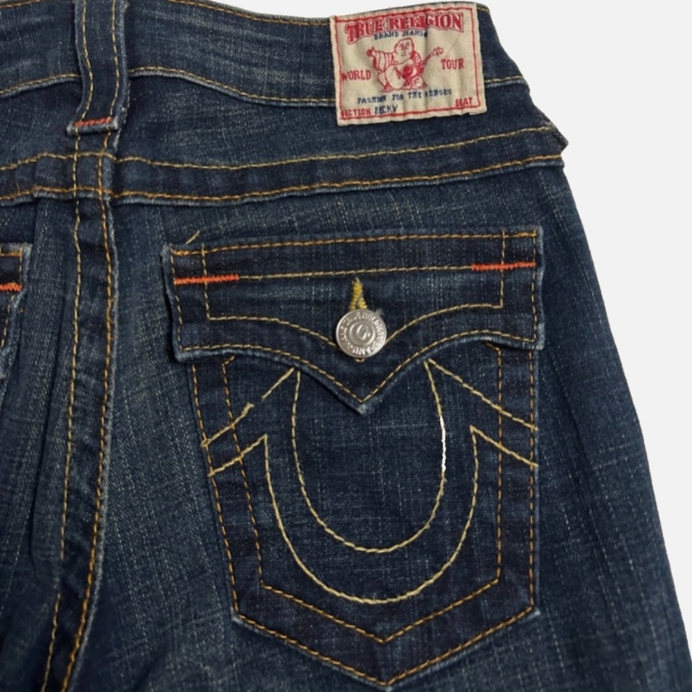 True Religion Women Jeans Becky Size 27 Dark Wash Flap Pockets World Tour